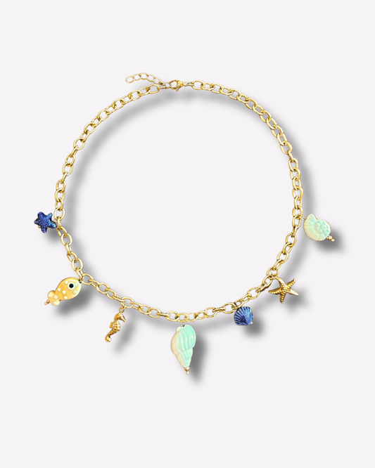 Beaded steel necklace