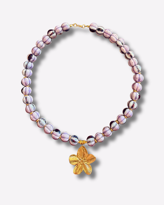 Purple Tones Flower Necklace